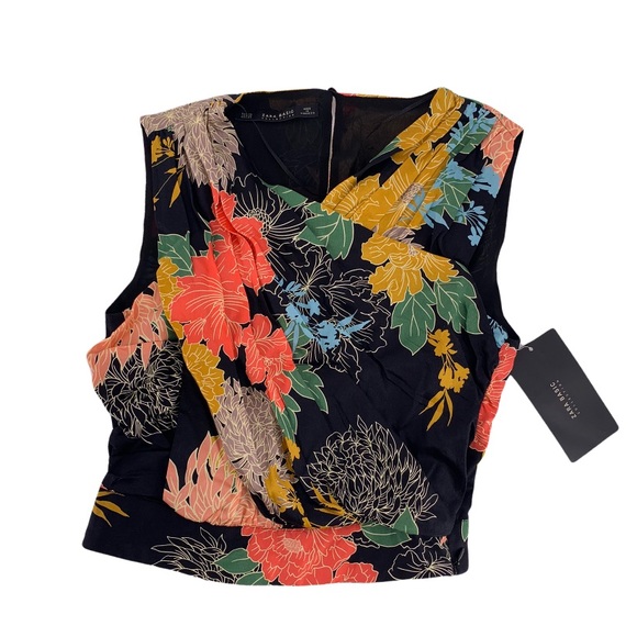 ZARA MULTICOLOR FLORAL WRAP CROP TOP SIZE XS - Picture 11 of 11